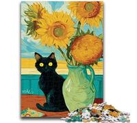 Jigsaw Puzzle 1000 Pieces for Teenagers Sunflowers And Cats Teenager Jigsaw,Fun Games Every Piece Is Unique - Challenging Family Fun Game (75x50cm)