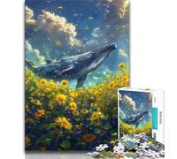 Jigsaw Puzzle 1000 Pieces for Teenagers Sunflowers And Whales Teenager Puzzles,Educational Toys & Games for Adults And Teenagers (size 75x50cm)