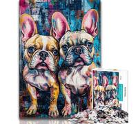 Jigsaw Puzzle 1000 Pieces for Teenagers Two French Bulldogs 1000 Pieces for Adults,Birthday Present, Gifts, Wall Art for Ages 14+ (size 38x26cm)
