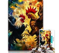 Jigsaw Puzzle 1000 Pieces for Teenagers Two Roosters Fighting Puzzles for Adults,is Ideal As Gifts for The Whole Family Suitable for And 14 (size 75x50cm)