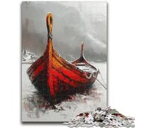 Jigsaw Puzzle 1000 Pieces for Teenagers Viking Drakkar Boat Teenager Jigsaw,Stress Reliever Difficult Challenge Secret Santa Gifts (50x75cm)