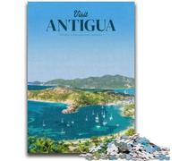 Jigsaw Puzzle 1000 Pieces for Teenagers Visit Antigua Teenager Puzzles,with Matching Poster And Trivia Sheet for Ages 14+ (26x38cm)