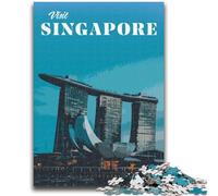 Jigsaw Puzzle 1000 Pieces for Teenagers Visit Singapore Teenager Puzzles,with Matching Poster And Trivia Sheet for Ages 14+ (26x38cm)