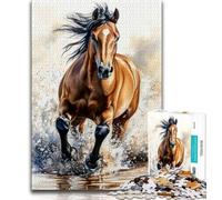Jigsaw Puzzle 1000 Pieces for Teenagers Watercolor Horse 1000 Piece Jigsaw,Family Entertainment Toys with Matching Poster And Trivia Sheet (size 75x50cm)
