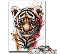 Jigsaw Puzzle 1000 Pieces for Teenagers Watercolor Tiger Teenager Jigsaw,Stress Reliever Difficult Challenge Secret Santa Gifts (50x75cm)
