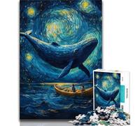 Jigsaw Puzzle 1000 Pieces for Teenagers Whales in The Night Sky Teenager Jigsaw,for Educational Game Challenge Toy Unique Home Decor And Gifts 75x50cm