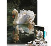 Jigsaw Puzzle 1000 Pieces for Teenagers White Swan Teenager Puzzles,with Matching Poster And Trivia Sheet for Ages 14+ 75x50cm