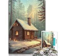 Jigsaw Puzzle 1000 Pieces for Teenagers Winter Cabin Adult Puzzles,learning Educational Is Ideal As A Gift for The Whole Family (size 38x26cm)