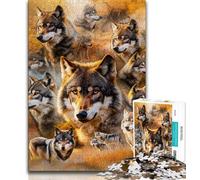 Jigsaw Puzzle 1000 Pieces for Teenagers Wolf Collage Adult Jigsaw,Stress Reliever Difficult Challenge Secret Santa Gifts (size 75x50cm)