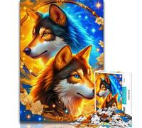 Jigsaw Puzzle 1000 Pieces for Teenagers Wolf Under The Moon 1000 Piece Jigsaw,Family Entertainment Toys with Matching Poster And Trivia Sheet (size 75x50cm)