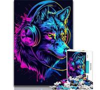 Jigsaw Puzzle 1000 Pieces for Teenagers Wolf with Headphones Adult Jigsaw,Stress Reliever Difficult Challenge Secret Santa Gifts (size 75x50cm)