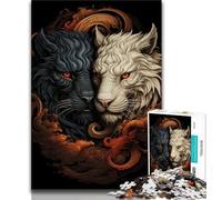 Jigsaw Puzzle 1000 Pieces for Teenagers Ying Yang Dragon And Tiger 1000 Pieces for Teenagers,with Matching Poster And Trivia Sheet for And Age 14 Years Up 26x38cm