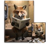 Jigsaw Puzzle 1000 Pieces Fox Reading Newspaper Puzzles for Adults Perfect for Halloween, Christmas, Birthday Gift 26X38CM/10.23x14.96inch