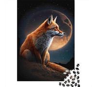 Jigsaw Puzzle 1000 Pieces Fox Under Moonlight Jigsaw 52x38cm/1000pcs Toy for Adults And Kids Challenging Creative Educational Games DIY Cardboard