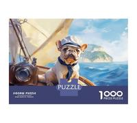 Jigsaw Puzzle 1000 Pieces Frenchie on on A Yacht Jigsaws for Adults Brain Teaser Game Improve Memory Deal As Gifts for The Whole Family 38x26cm/1000pcs
