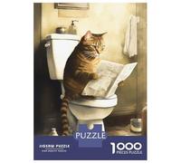Jigsaw Puzzle 1000 Pieces Funny Cat Reading News Adult Jigsaw Puzzle Brain Teaser Game Staycation Kill Time Deal As Gifts for The Whole Family 52x38cm/1000pcs