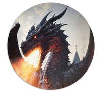 Jigsaw Puzzle 1000 Pieces Fury Dragon Draconus Round Puzzles for 1000 Piece for Birthdays, Holidays, Best for Christmas 67.5x67.5cm