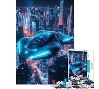 Jigsaw Puzzle 1000 Pieces Futuristic Flying Car Challenging To Complete But Fun And Humorous Toy Wall Decor for And 14 Years And over (38x52cm)
