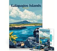 Jigsaw Puzzle 1000 Pieces Galapagos Islands Ecuador Travel Poster Precise Cut Art Cognitive Fun Play Leisure Time Fun Xmas Scene Art (38x26cm)