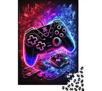 Jigsaw Puzzle 1000 Pieces Gaming Controller Neon Art Jigsaw 52x38cm/1000pcs Gift For Kids Challenging Creative Educational Games DIY Cardboard