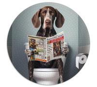 Jigsaw Puzzle 1000 Pieces German Pointer on The Toilet Round Puzzles for 1000 Piece for Birthdays, Holidays, Best for Christmas 67.5x67.5cm