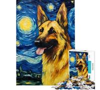 Jigsaw Puzzle 1000 Pieces German Shepherd Night Jigsaws for Adults Relax Games Analysis And Logic Deal As Gifts for The Whole Family (Size 38x26cm)