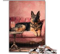 Jigsaw Puzzle 1000 Pieces German Shepherd on The Sofa Jigsaw Puzzle Made of cardboard Ideal for Home & Office Decor, for Birthday size 38x26CM