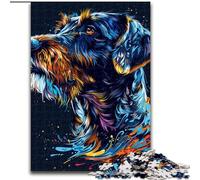Jigsaw Puzzle 1000 Pieces German Wirehaired Pointer Dog Art Jigsaw Puzzles size 50x75cm Brain Teaser Game, Interactive Family Game, Suitable for Ages 14+