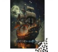 Jigsaw Puzzle 1000 Pieces Ghost Ship Moonlight Jigsaw 38x26cm/1000pcs Toy for Adults And Kids Stress Reliever Family Game DIY Cardboard
