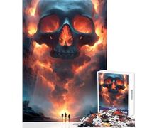 Jigsaw Puzzle 1000 Pieces Giant Skull in Fiery Sky Jigsaw Puzzles for Adults Hand Speed Race Difficult And Challenge for Is Ideal As A Gifts (38x26cm)