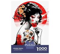 Jigsaw Puzzle 1000 Pieces Girl Geisha Tattoo Jigsaws for Adults Brain Teaser Game Improve Memory Deal As Gifts for The Whole Family 38x26cm/1000pcs