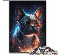 Jigsaw Puzzle 1000 Pieces Glasses French Bulldog Jigsaw Puzzles Made of Wood,Challenging Brain Teaser for Teenagers, Family Fun Interactive Game 1000pcs(50x75cm)