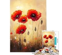 Jigsaw Puzzle 1000 Pieces Golden Fields︰ Radiant Wildflowers at Dawn Jigsaws for Adults Brain Teaser Game Staycation Kill Time for Birthday, Chrismas (Size 38x52cm)