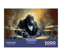 Jigsaw Puzzle 1000 Pieces Gorilla Playing Drums Art Print Puzzles for Adults Toy Wall Decor Hand Speed Race Deal As Gifts for The Whole Family 38x26cm/1000pcs