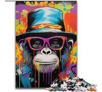 Jigsaw Puzzle 1000 Pieces Graffiti Painting Monkey Jigsaws 1000 Pieces for Adults Family Interactive Game, DIY Home Decor Brain Challenge Gift 50x75cm
