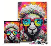 Jigsaw Puzzle 1000 Pieces Graffiti Painting Sheep Wooden Jigsaw Puzzles for Adults Size 50x75cm for Birthdays And Holidays