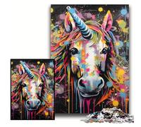Jigsaw Puzzle 1000 Pieces Graffiti Painting Unicorn Challenging Puzzles Size 50x75cm Intricate Design for Teenagers, DIY Decor, And Brain-Boosting Fun