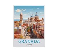 Jigsaw Puzzle 1000 Pieces，Granada Spain Vintage Travel Poster，Large Family Puzzle Game Artwork for Adults Teens 38x52cm-AY15