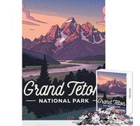 Jigsaw Puzzle 1000 Pieces Grand Teton National Park Jigsaw Puzzles for Adults Hand Speed Race Difficult And Challenge for Is Ideal As A Gifts (38x26cm)