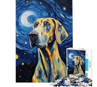 Jigsaw Puzzle 1000 Pieces Great Dane Dog Van Gogh Help The Brain Exercise Home Decoration Anti-Stress Toys Suitable for Ages 14 And Up (38x26cm)