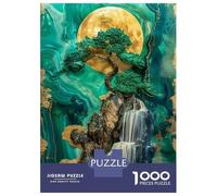 Jigsaw Puzzle 1000 Pieces Green Bonsai Waterfall Jigsaws for Adults Brain Teaser Game Improve Memory Deal As Gifts for The Whole Family 38x26cm/1000pcs
