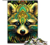 Jigsaw Puzzle 1000 Pieces Green Raccoon cardboard Jigsaw Puzzles for Adults 26x38cm for Birthdays And Holidays