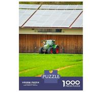 Jigsaw Puzzle 1000 Pieces Green Tractor by Solar Barn Adult Jigsaw Puzzle Brain Teaser Game Staycation Kill Time Deal As Gifts for The Whole Family 52x38cm/1000pcs