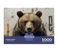 Jigsaw Puzzle 1000 Pieces Grizzly Bear Portrait Against Grunge Wall Jigsaws for Adults Brain Teaser Game Improve Memory Deal As Gifts for The Whole Family 52x38cm/1000pcs