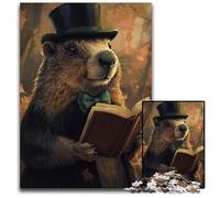 Jigsaw Puzzle 1000 Pieces Groundhog Reading A Book Cardboard Puzzles Decompressing Intellectual Educational Toy Good Gift for Adults Teenagers 26X38CM