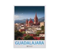 Jigsaw Puzzle 1000 Pieces，Guadalajara Mexico Vintage Travel Poster，Paper Adult Toys Decompression Game（50x70cm）-BV63