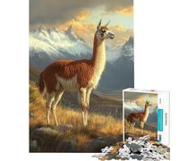 Jigsaw Puzzle 1000 Pieces Guanaco in The Andes Challenging To Complete But Fun And Humorous Toy Wall Decor for And 14 Years And over (50x75cm)