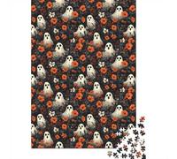 Jigsaw Puzzle 1000 Pieces Halloween Ghosts-spooky Floral Pattern Jigsaw 38x26cm/1000pcs Gift For Kids Challenging Creative Family Game DIY Cardboard