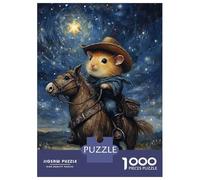Jigsaw Puzzle 1000 Pieces Hamster Cowboy Under Stars Puzzles for Adults Toy Wall Decor Hand Speed Race Deal As Gifts for The Whole Family 70x50cm/1000pcs