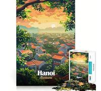 Jigsaw Puzzle 1000 Pieces Hanoi, Vietnam Cityscape Illustration Precise Cut Art Cognitive Fun Play Leisure Time Fun Xmas Scene Art (38x52cm)